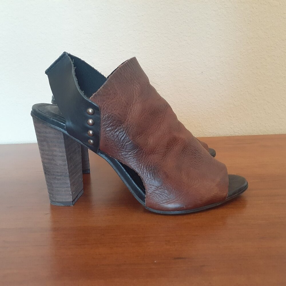 Free People Leather Peep-Toe Sling Back Shoe